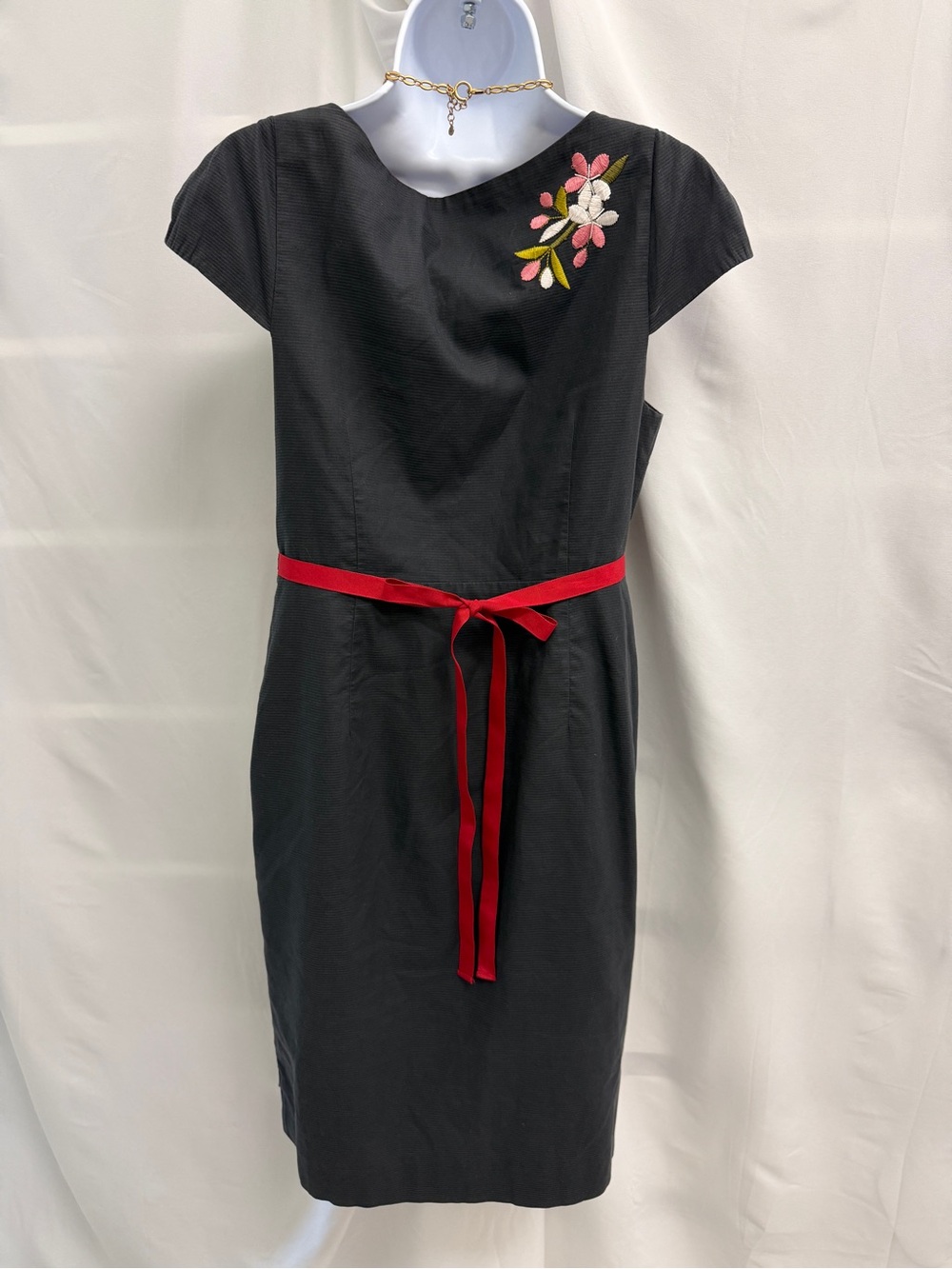 Moulinette Soeurs by Anthropologie Black Floral Rose Embroidery Sheath Dress 8 - Picture 6 of 11